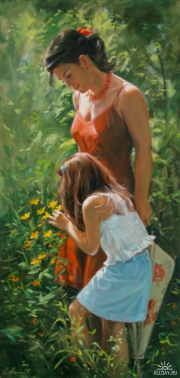 серия "мамы" - женщина.девочка. - оригинал