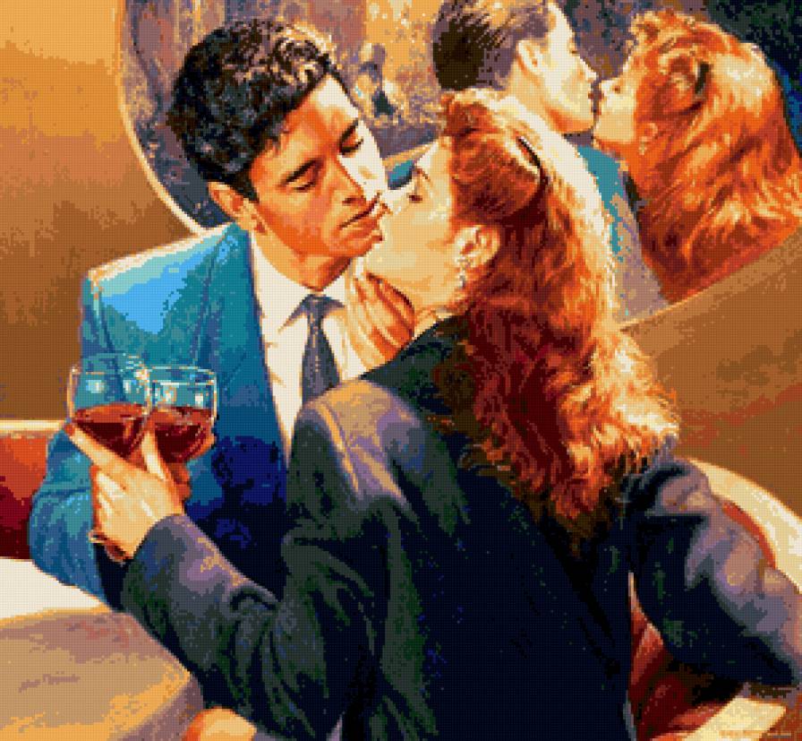 поцелуй - влюбленные, двое, пара - предпросмотр