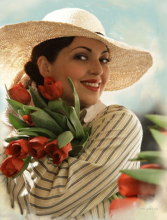 Девушка с тюльпанами - цветы, девушка, тюльпаны - оригинал