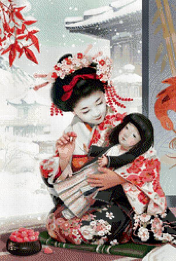 женский образ - люди, гейша, девушки, портрет, кукла, восток, женщина - предпросмотр