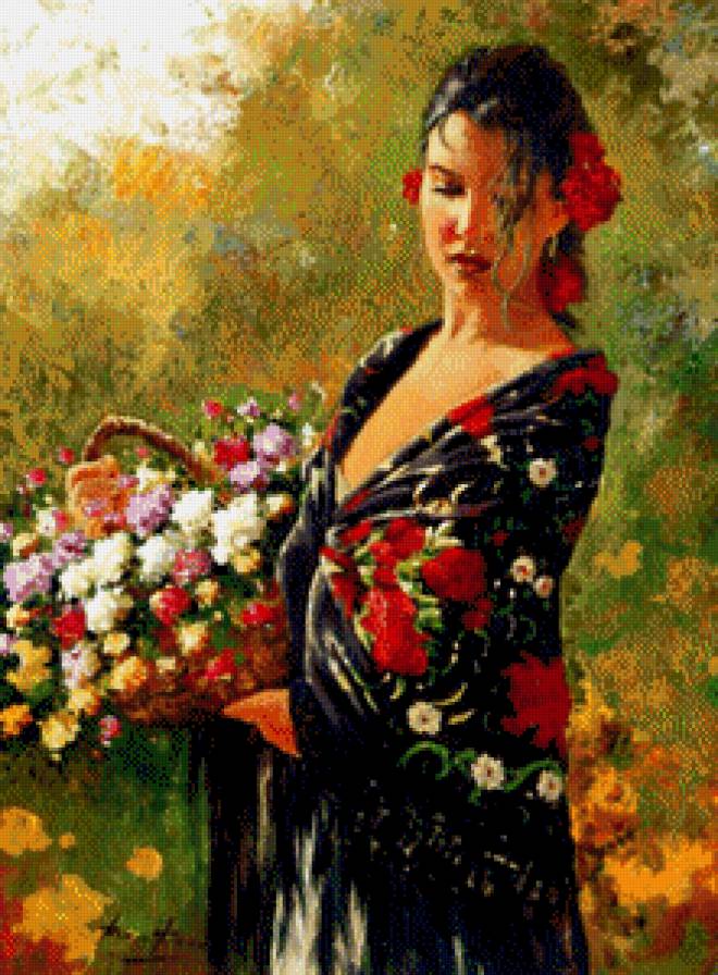 серия ,,женщины" - женщина.цветы - предпросмотр