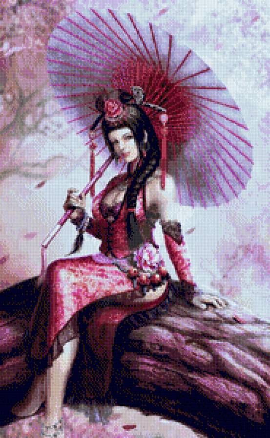 Гейша на ветке - люди, девушка, гейша - предпросмотр