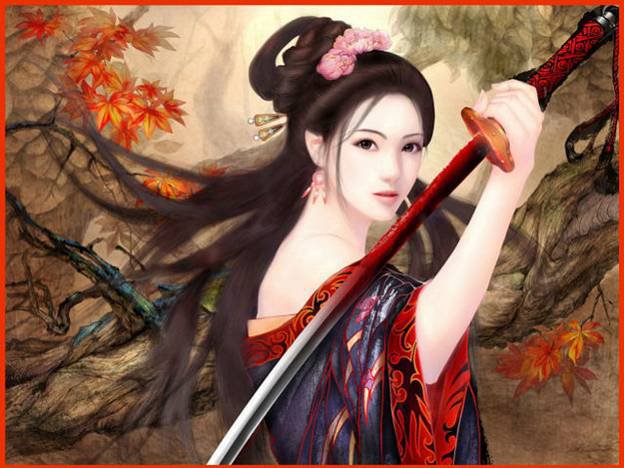 Гейша с мечом - девушка, гейша, люди - оригинал