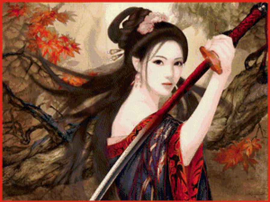 Гейша с мечом - девушка, гейша, люди - предпросмотр