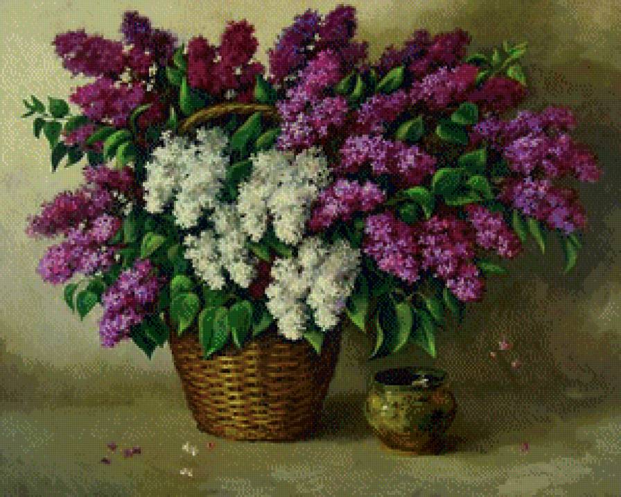 Сирень в корзинке - корзинка, сирень - предпросмотр