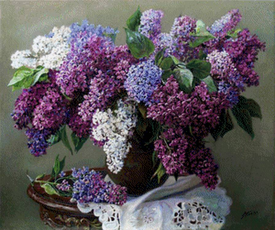 Букет сирени - ваза, букет, сирень - предпросмотр