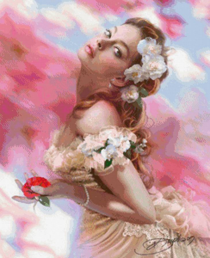 девушка с цветком - девушка - предпросмотр