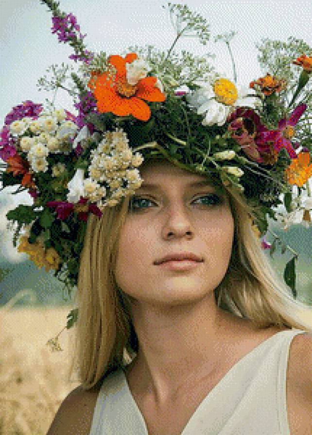№711693 - красота, цветы, девушка, венок, лето, портрет - предпросмотр