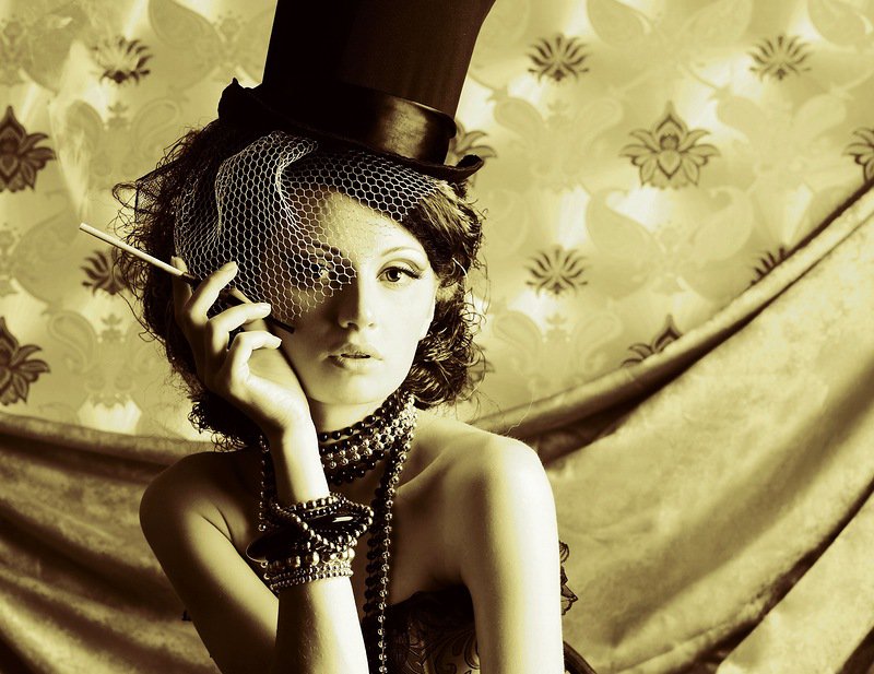 курящая девушка - курит, ретро, девушка - оригинал