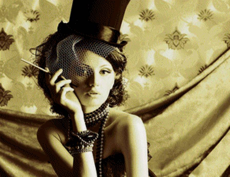 курящая девушка - девушка, курит, ретро - предпросмотр