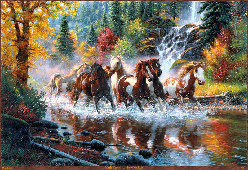 кони у водопада - оригинал