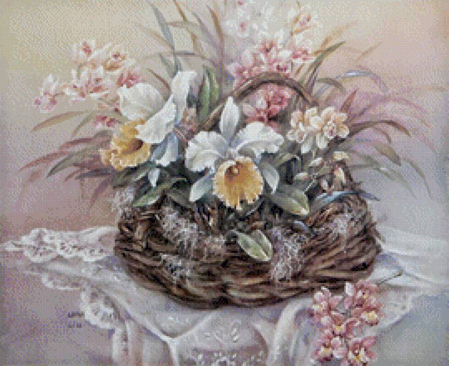 орхидеи в корзине - предпросмотр