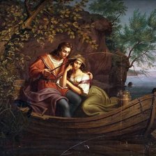 Схема вышивки «двое в лодке»