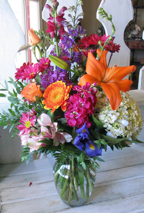 Цветочная радуга - букет, цветы - оригинал