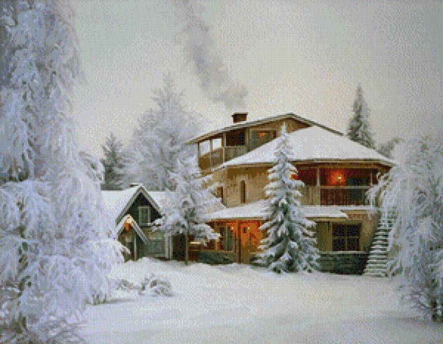 Деревенский мотив 13 - пейзаж, зима, природа - предпросмотр