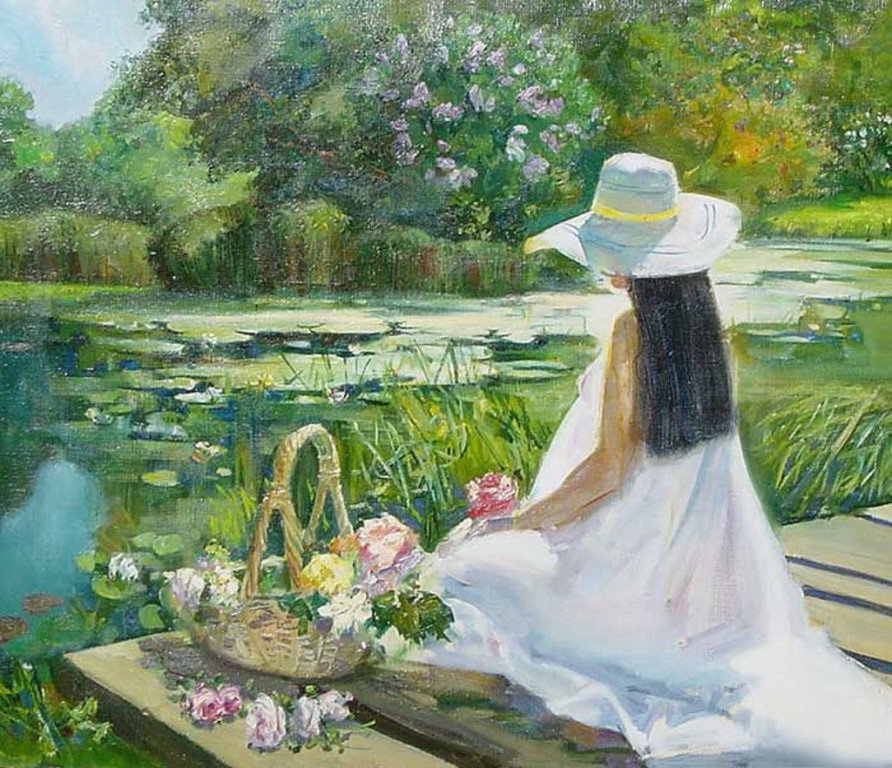 Девушка в белом 5 - дама, люди - оригинал