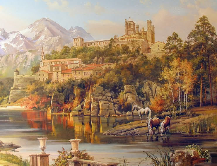 Siergiej Brandt - pejzaz, konie - оригинал