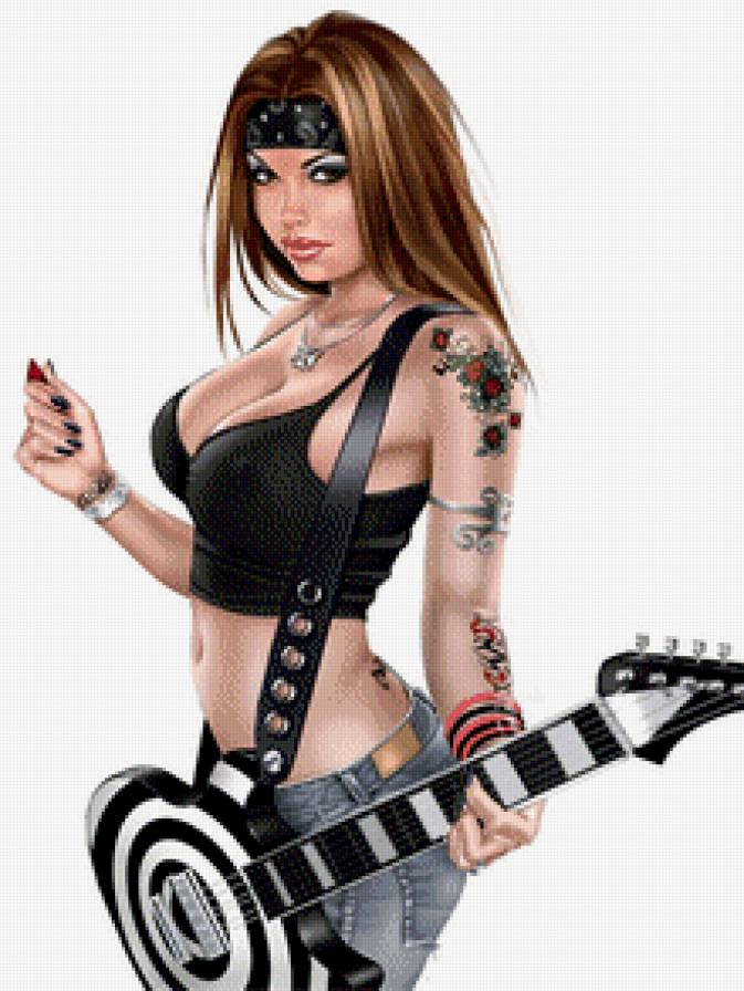 Гитаристка - девушка, рок, гитара, музыка - предпросмотр