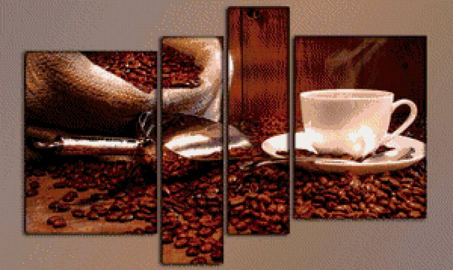 Кофе в зернах полиптих - чашка, полиптих, кофе, напиток - предпросмотр