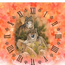 Схема вышивки «часы волки»