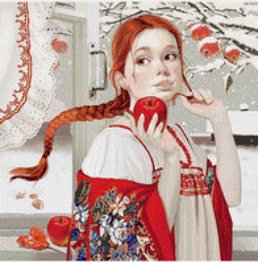 яблоко - яблоко, девушка - предпросмотр