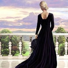 Схема вышивки «дама в черном»