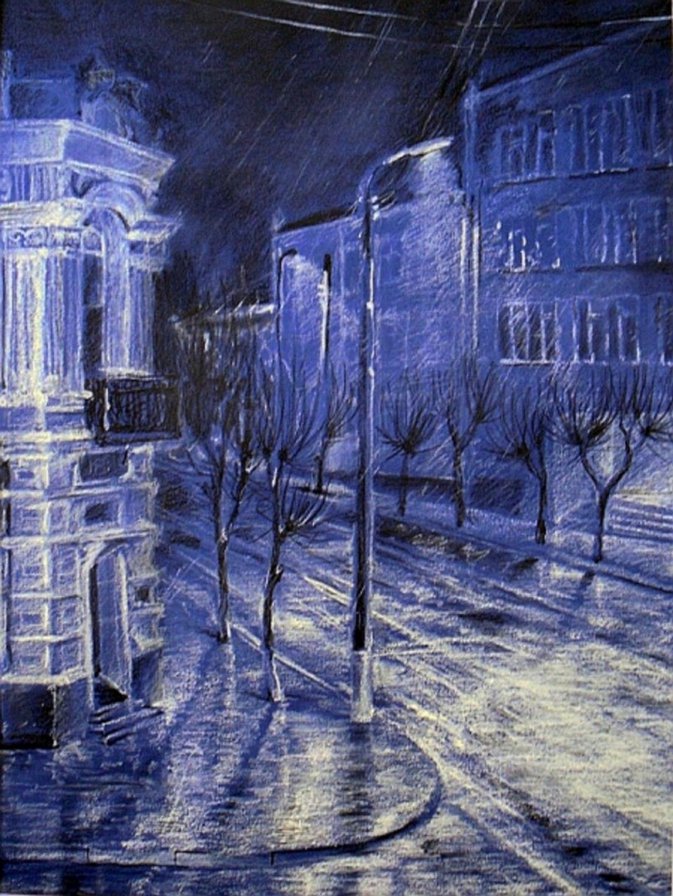 Городской пейзаж - дождь, город, пейзаж, ночь - оригинал