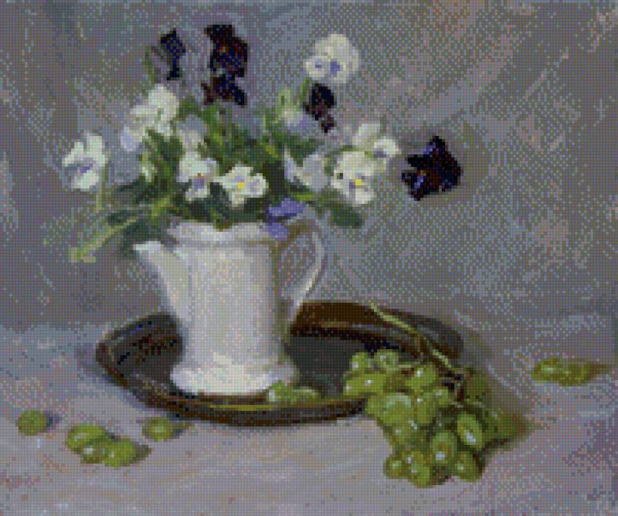 Последние анютки. - анютины глазки, картина, цветы - предпросмотр