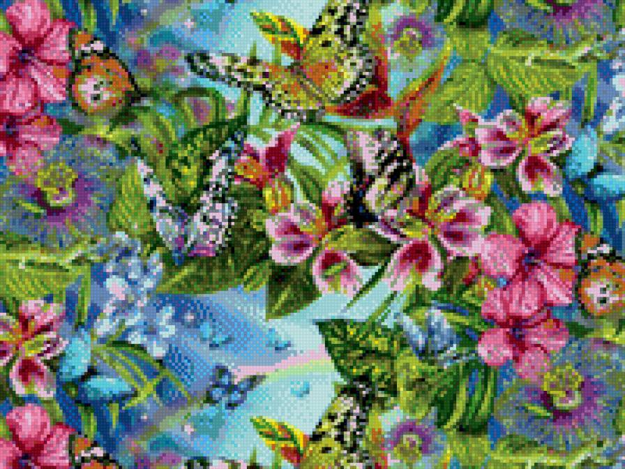 бабочки в цветах - предпросмотр