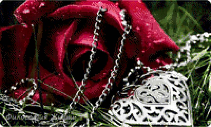 подарок - кулон, цветок, роза, цепочка, трава, сердце - предпросмотр