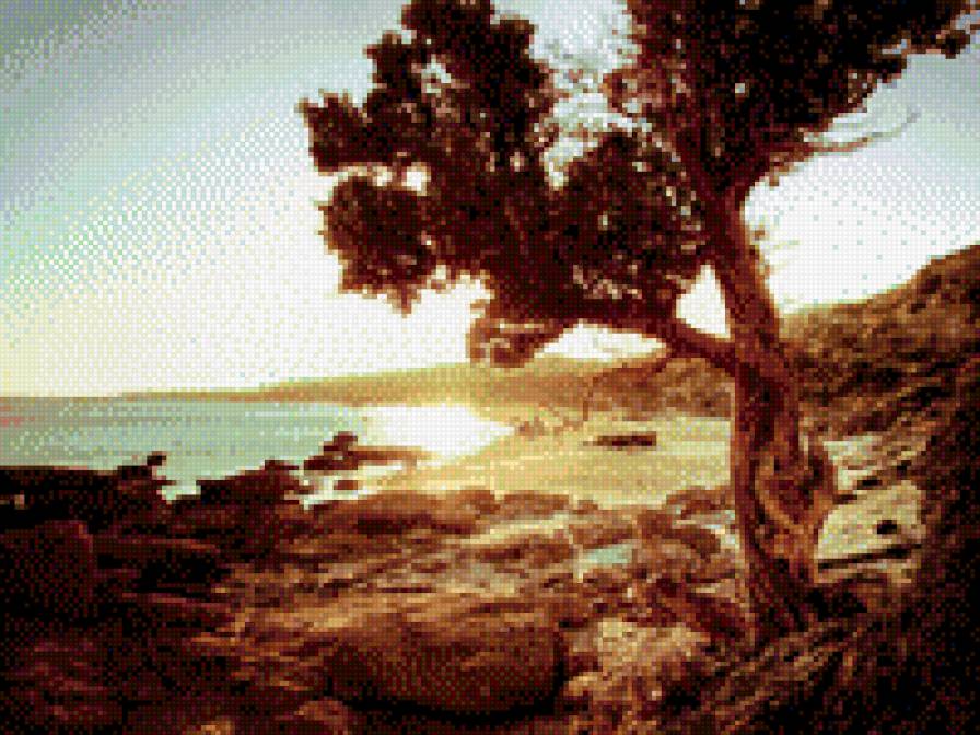 №715664 - пейзаж, море, пляж, деревья - предпросмотр