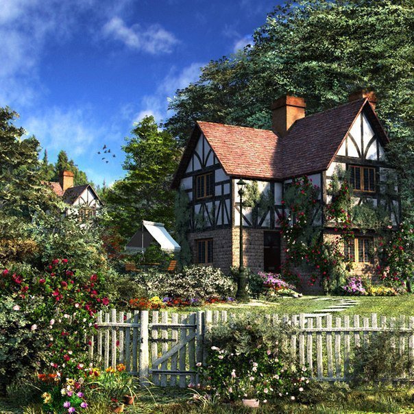 домик - дом, природа, пейзаж - оригинал