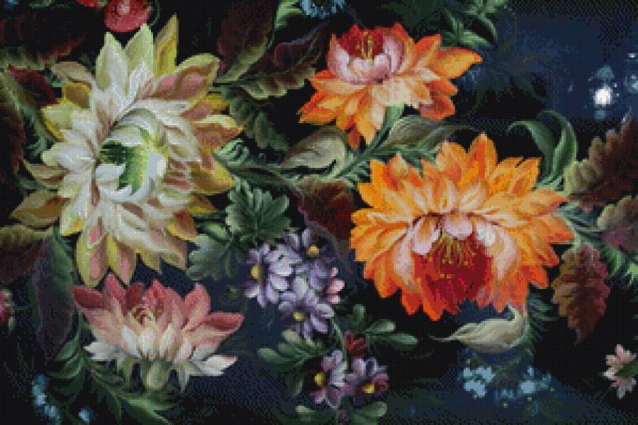 №716660 - георгины, натюрморт, цветы, жостово - предпросмотр