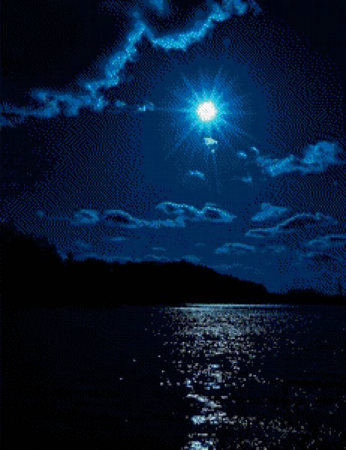 Луная ночь - ночь, вода, луна - предпросмотр
