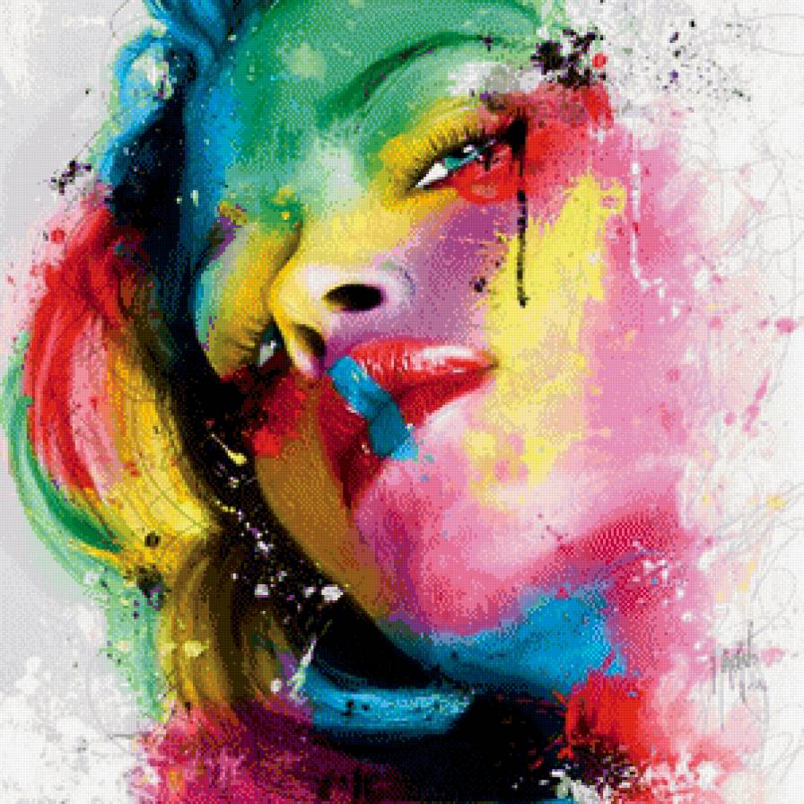 Арт красотка - многоцветная, портрет, арт, красота - предпросмотр