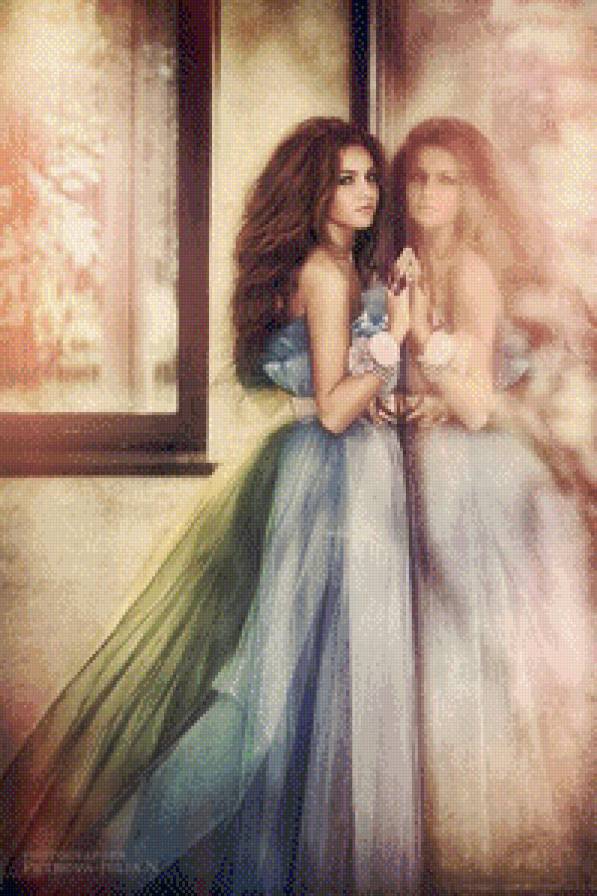 Винтаж - старинное, красиво, девушка, отражение - предпросмотр