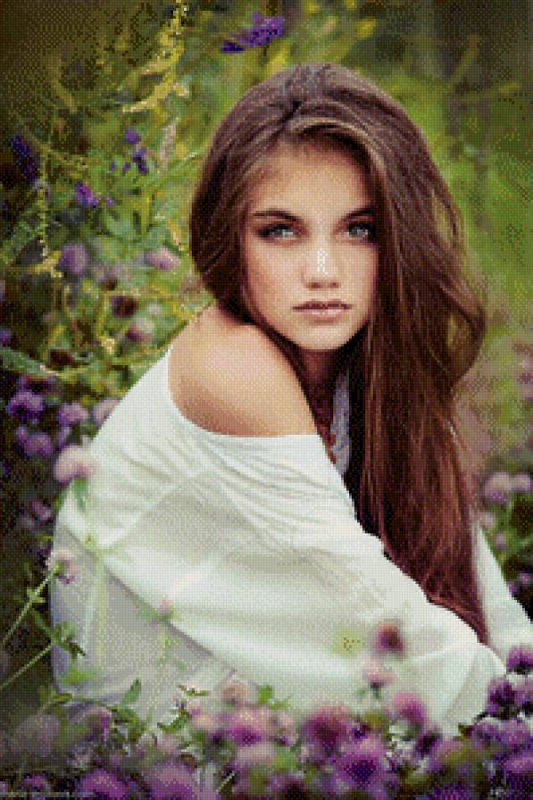 Красота - лаванда, девушка, винтаж, красота - предпросмотр