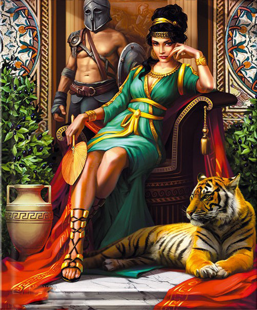 женский образ - тигр, царица, трон - оригинал
