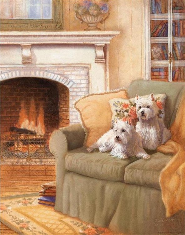 на кресле у камина вдвоем - оригинал