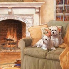 Схема вышивки «на кресле у камина вдвоем»