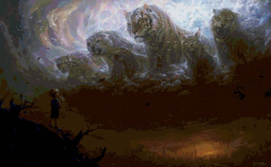 ангелы хранители - животные, негр, мальчик, тгр - предпросмотр