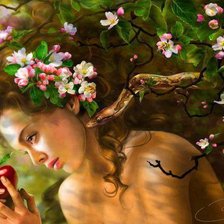 Схема вышивки «девушка-дерево»