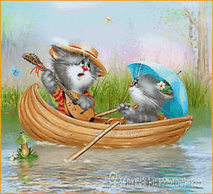 котики в лодке - предпросмотр