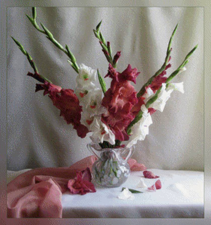 натюрморт с гладиолусами - натюрморт, гладиолусы - предпросмотр