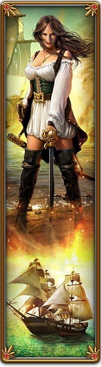 Пиратка - меч, пират, девушка, корабль, море, пиратка, вода - оригинал
