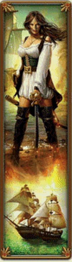 Пиратка - меч, вода, девушка, море, пират, пиратка, корабль - предпросмотр