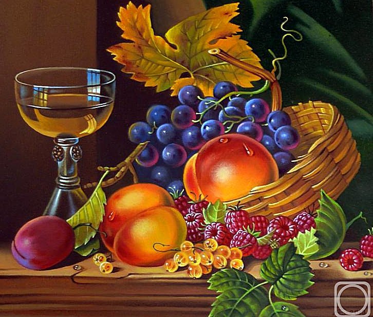 натюрморт - натюрморт, вино, яблоко, цветы - оригинал