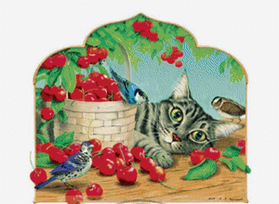 серия ,,живности" - животные.кошка.птички.клубника - предпросмотр