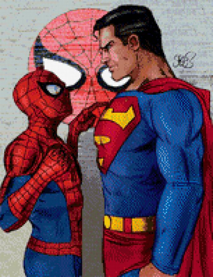 человек-паук против супермена - супермен, супергерои, человек, паук - предпросмотр