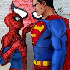 Оригинал схемы вышивки «человек-паук против супермена» (№719509)